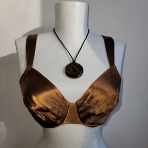 Victoria's Secret Vintage Liquid Satin Bronze Second Skin Unlined Bra 34C 1996